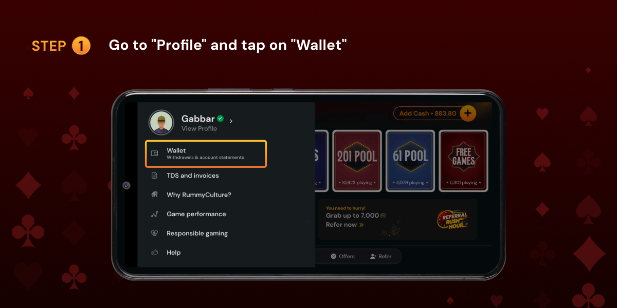Tap on Wallet from profile